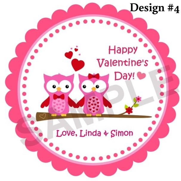 Valentine's Day Lover Owls 2 Personalized Stickers - Image 4