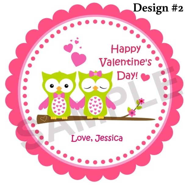 Valentine's Day Lover Owls 2 Personalized Stickers - Image 2