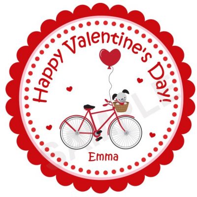 Valentine's Day Bicycle 2 Personalized Stickers