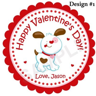 Valentine's Day Dog Personalized Stickers