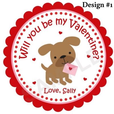 Valentine's Day Dog 2 Personalized Stickers