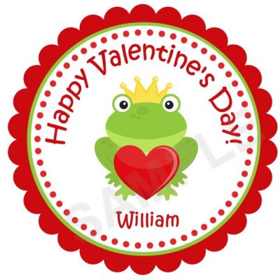 Valentine's Day Frog Personalized Stickers