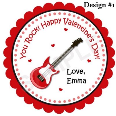 Valentine's Day Guitar 2 Personalized Stickers