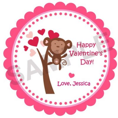 Valentine's Day Monkey Personalized Stickers