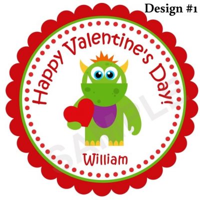 Valentine's Day Monster Personalized Stickers