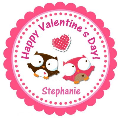 Valentine's Day Owls Personalized Stickers