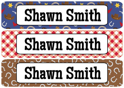Cowboy Patterns Rectangle Personalized Name Labels
