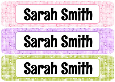 Girly Bling Rectangle Personalized Name Labels