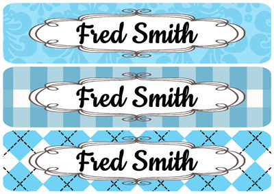 Blue Patterns Rectangle Personalized Name Labels
