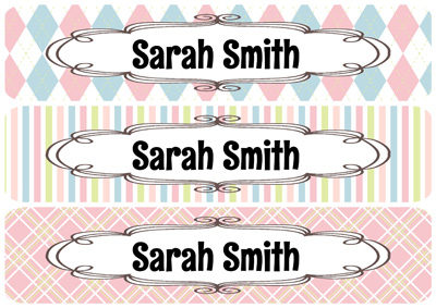 Baby Girl Patterns Rectangle Personalized Name Labels