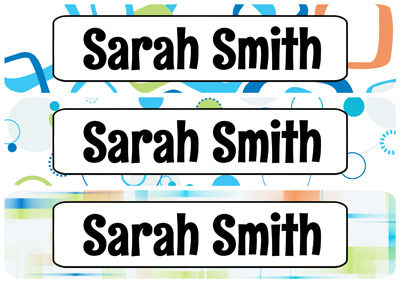 Colorful Shape Designs Rectangle Personalized Name Labels