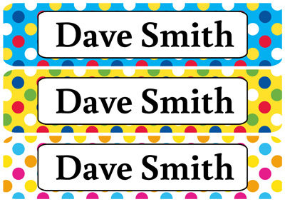Colorful Dot Designs Rectangle Personalized Name Labels