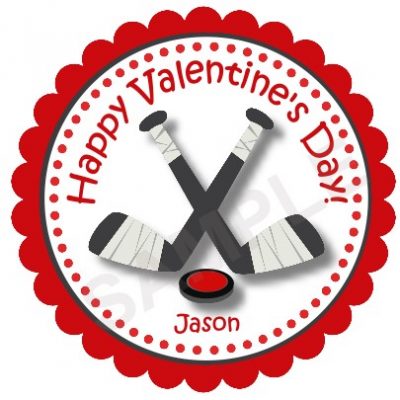 Valentine's Day Hockey Personalized Stickers