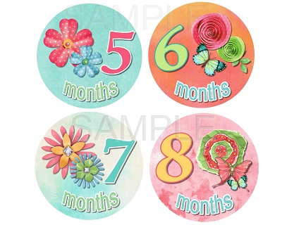 Addison - Beautiful Flowers and Butterflies Monthly Photo Stickers