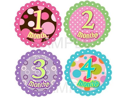 Bella - Fancy Polka Dots Monthly Photo Stickers