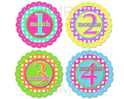 Chloe - Pretty Colors for Baby Girl Monthly Photo Stickers