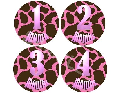 Josie - Pinky Giraffe Monthly Photo Stickers