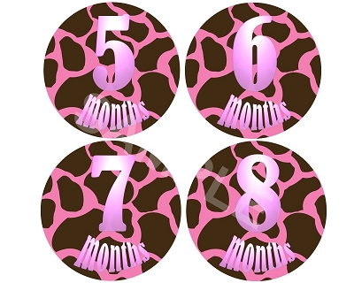 Josie - Pinky Giraffe Monthly Photo Stickers