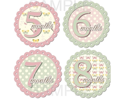 Julia - Beautiful Butterflies and Polka Dots Monthly Photo Stickers