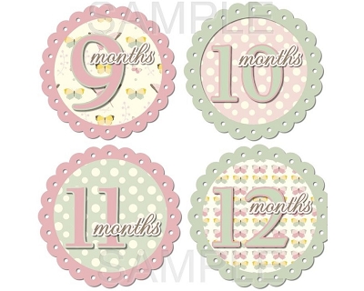 Julia - Beautiful Butterflies and Polka Dots Monthly Photo Stickers