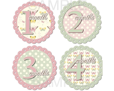 Julia - Beautiful Butterflies and Polka Dots Monthly Photo Stickers