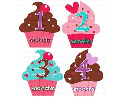 Megan - Sweet Yummy Cupcakes Monthly Photo Stickers