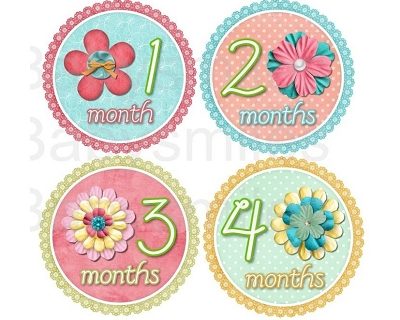 Valentina - Beautiful Flowers with Cute Buttons Monthly Photo Stickers
