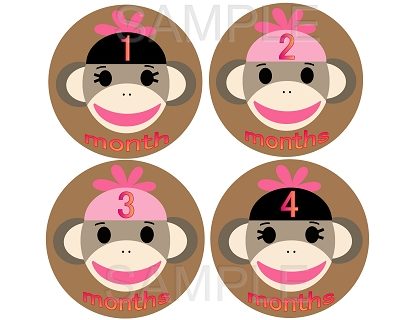 Zelda - Sock Monkey Girl Monthly Photo Stickers