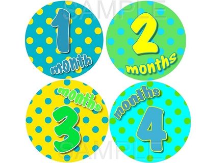 Emmet -Bright Polka Dots for Happy Boys Monthly Photo Stickers