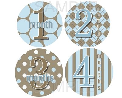 Nathan - Mod Baby Blue Monthly Photo Stickers
