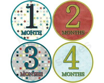 Raymond - Cool Stars, Polka Dots and Checkers Monthly Photo Stickers