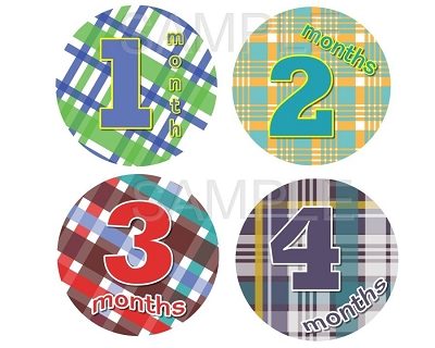 Tim - Little Plaid Boy Monthly Photo Stickers