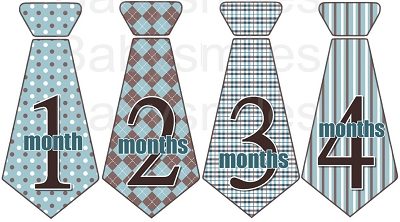 Jason - Beautiful Blue and Brown Pattern Monthly Photo Stickers