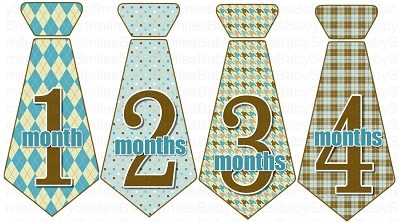 Michael - Nice Blue and Brown Ties Monthly Photo Stickers