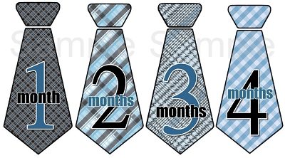 William - Nice Blue and Black Plaid Pattern Monthly Photo Stickers