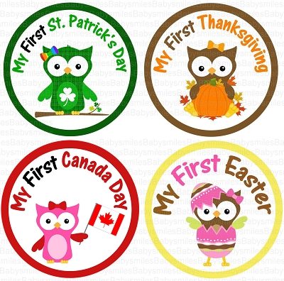 Eden - My FIRST HOLIDAY Girl Owl Monthly Photo Stickers
