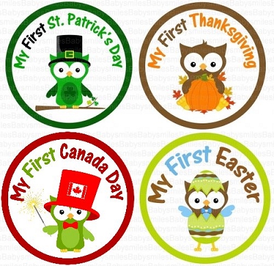 Joshua - My FIRST HOLIDAY Boy Owl Monthly Photo Stickers