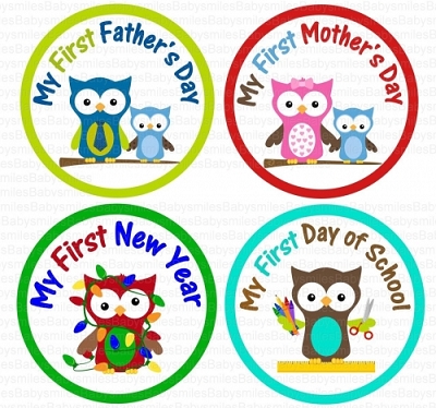 Joshua - My FIRST HOLIDAY Boy Owl Monthly Photo Stickers