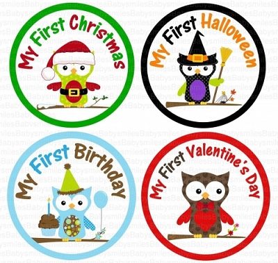 Joshua - My FIRST HOLIDAY Boy Owl Monthly Photo Stickers