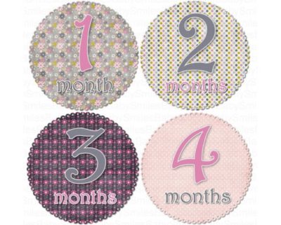 Melissa - Beautiful Flowers and Polka Dots Monthly Photo Stickers