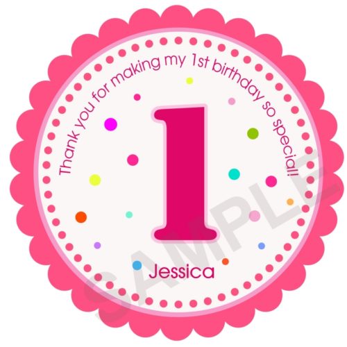 Fancy Polka Dot Birthday Number Personalized Stickers