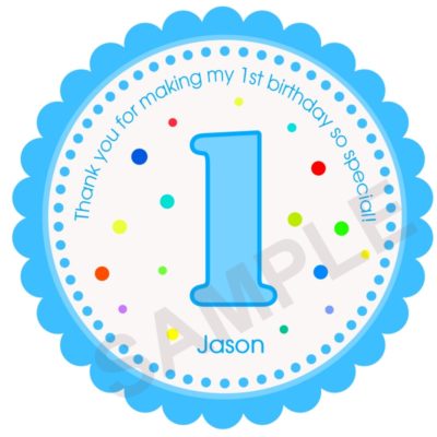 Fancy Polka Dot Birthday Number Personalized Stickers