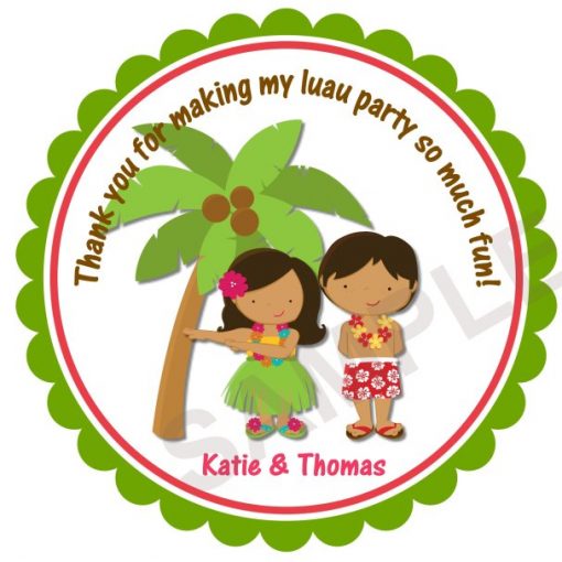 Luau Party Personalized Stickers