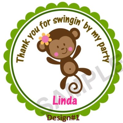 Cute Monkey Girl Personalized Stickers