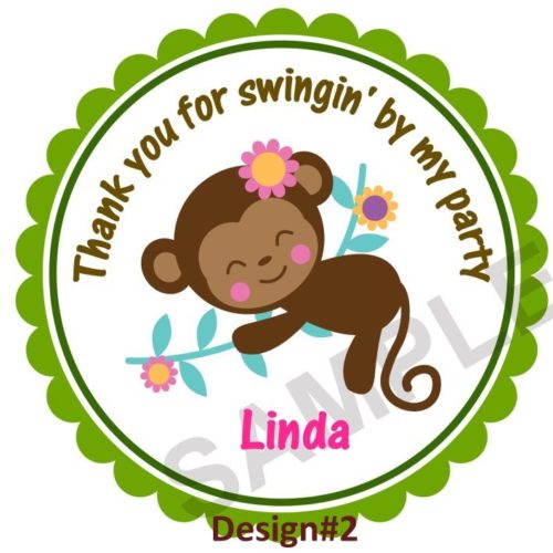 Cute Monkey Girl Personalized Stickers