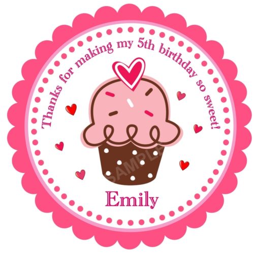 Sweet Birthday Cupcake Personalized Stickers