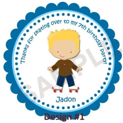 Roller Skate Boy Personalized Stickers
