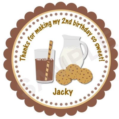 Yummy Milk and Cookies Personalized Stickers