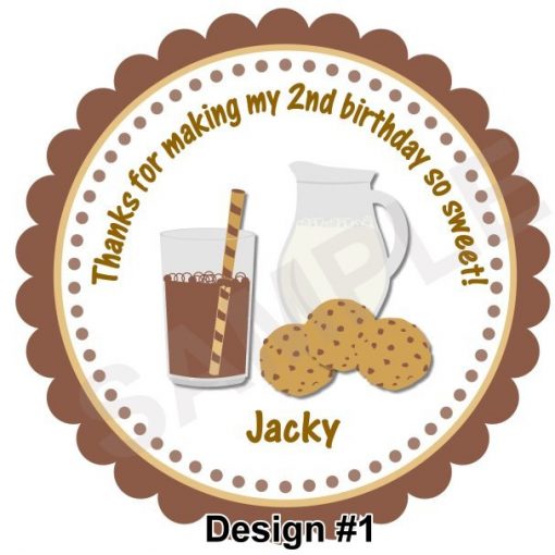 Yummy Milk and Cookies Personalized Stickers