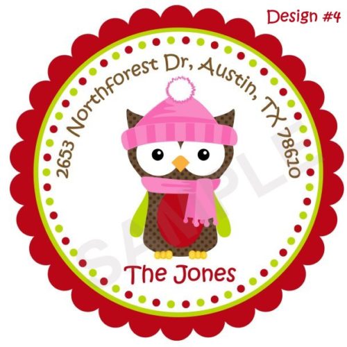 Christmas Owl Personalized Stickers